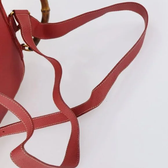 GUCCI Bamboo Backpack Suede Red Gold 003 2058 0016 Auth th6525